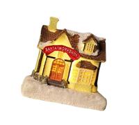 Psdndeww Casa De Pan De Jengibre Navideña con Luz LED Figuritas De Luz De Té Navideñas De Resina Decoración Navideña De Casas De Pueblo Casas De Pueblo con Luz LED