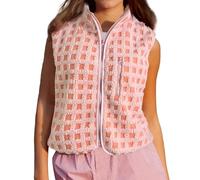 Psdndeww Chaleco a cuadros para mujer, sin mangas, cuello de invierno, chaleco con cremallera y bolsillo en pecho, chaleco para mujer, chaleco de invierno con cremallera para mujer