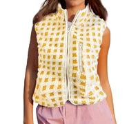 Psdndeww Chaleco a cuadros para mujer, sin mangas, cuello de invierno, chaleco con cremallera y bolsillo en pecho, chaleco para mujer, chaleco de invierno con cremallera para mujer