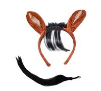 Psdndeww Conjunto De Disfraz Caballo Halloween Con Orejas Diadema Y Para Niños Y Traje Juego Rol Navidad Disfraz Fiesta Orejas Animales