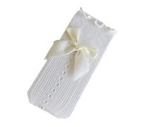 Psdndeww Delicados calcetines de encaje floral para niñas hasta la pantorrilla media Detalle de lazo Tela y elástica listas para eventos escolares Actuaciones infantiles Calcetines con lazos