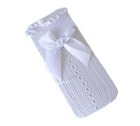 Psdndeww Delicados calcetines de encaje floral para niñas hasta la pantorrilla media Detalle de lazo Tela y elástica listas para eventos escolares Actuaciones infantiles Calcetines con lazos