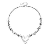 [Psdndeww] Juego de moda collar con forma de corazón de amor, accesorios de joyería de moda y detalles de espinas para los amantes de la moda