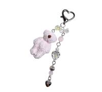 Psdndeww Llavero de peluche de oso con cadena de cuentas, llavero con colgante de animal suave, accesorio para mochila, hecho a mano, para mujeres y niñas, regalo de oso, B, Talla única
