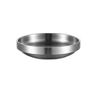 Psdndeww Moderno plato pequeño de acero inoxidable para aperitivos, postres y aderezos de ensalada para el hogar y el restaurante, plato de salsa