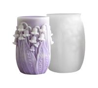 Psdndeww Moldes para Velas De Flores Moldes De Fundición Molde Cilíndrico Floral De Silicona Moldes para Adornos Yesos Moldes De Resina Epoxi Cilindro Floral Molde De Silicona Flores Yesos para Velas