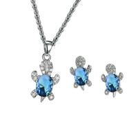 Psdndeww Paquete De 3 Conjuntos Joyas Chelonian Collar Aleación Seguro Pendientes Para Niños Y Conjunto Joyería Chelonian Para Uso Diario