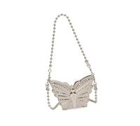 [Psdndeww] Porta lápiz labial de acrílico creativo con correa de cadena de hombro de noche bolso cruzado pequeño para amantes de la moda, Plata 20 pies