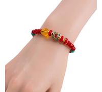 Psdndeww Pulsera Ajustable De Inspiración Tibetana Hecha con Aleación Resistente Y Cuentas Acrílicas Vibrantes para Joyería De Meditación De Yoga Accesorio Étnico del