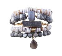 [Psdndeww] Pulsera de piedra natural, pulsera ajustable de cuentas para paz y autodisciplina para trajes sofisticados