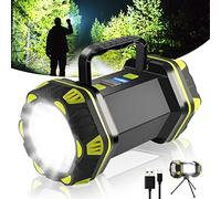 PSDRIQQ Linterna LED para camping, recargable, portátil, superbrillante, luz de emergencia, lámpara de búsqueda, impermeable, para senderismo, pesca, trabajo, cortes de energía, huracán