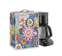 Psesaysky Funda antipolvo para cafetera, diseño de flores de mandala con asa superior, lavable, para la mayoría de cafeteras estándar