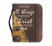 Psesaysky Funda de transporte para la Biblia de girasol vaquero grande para mujer y niña, funda portátil de piel sintética con asa