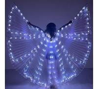 PSFDEWT Belly Dance Light Up Wing 224BADS LED con palos telescópicos Ala de ángel para niños Show Show Halloween Christmas Fiesta, Light Up White
