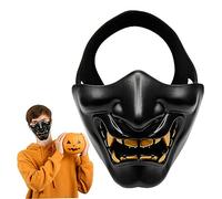 PSFDEWT Half Face Mask Evil Face Demon Lower máscara protectora TPU Golden para Airsoft CS Juego Halloween Party Black Evil Half