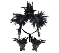 PSFDEWT Halloween Hombro Cabo Natural Gótico Gótico con puños de muñeca Victorian Black Swan Shawl de encaje negro con correa para el hombro para la fiesta de cosplay de Halloween