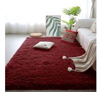 PSHCEE Alfombra Dormitorio 240 x 320 cm Lavable Antideslizante y Suave Piel de Cordero Oveja Fácil de Limpiar para Sala, Dormitorio, Cocina y Habitación Infantil, Vino Tinto
