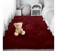 PSHCEE Alfombra Grande 210 x 240 cm Esponjosa Alfombra Shaggy Pelo Largo Lavable para Dormitorio, Comedor, Pasillo y Habitación Juvenil, Vino Tinto