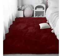 PSHCEE Alfombra Grande 260 x 340 cm Esponjosa y Antideslizante Tapete Pelo Largo Carpet Resistente a La Intemperie para Salon Habitacion Exterior Pasillo, Vino Tinto