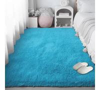 PSHCEE Alfombra Salón 210 x 340 cm Diseño Monocromático Pelusa Alfombras de Habitacion Lavable para Dormitorio, Suave, Moderna para Habitación de Los Niños, Azul