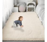 PSHCEE Alfombra Salon 50 x 60 cm Pelo Largo Antideslizante Alfombra Grande Habitacion Lavables y para Salón, Habitación de Los Niños, Dormitorio, Color Crema