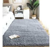 PSHCEE Alfombra Salón Pelo Largo Shaggy 160 x 220 cm Antideslizante Super Suave Pelo Largo Alfombra Moderna y Suave Extra Grande para Dormitorio Comedor de Felpa, Gris Claro