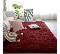 PSHCEE Alfombra Salón Pelo Largo Shaggy 240 x 320 cm Antideslizante y Suave Habitación Infantil Alfombras Diseño Moderno para Salon Habitacion Exterior Pasillo, Vino Tinto