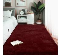 PSHCEE Alfombra Salón Pelo Largo Shaggy 250 x 320 cm Antideslizante Super Suave Pelo Largo Alfombra Moderna y Suave Extra Grande para Dormitorio Comedor de Felpa, Vino Tinto