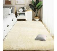 PSHCEE Alfombra Shaggy Salón Grandes 180 x 380 cm Antideslizante Super Suave Pelo Largo Piel de Cordero Oveja Lavable para Dormitorio Matrimonio Infantil Juvenil y Salón, Color Crema