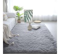 PSHCEE Alfombras de Habitacion 130 x 220 cm Diseño Monocromático Modernas Antideslizante Pelo Largo Extra Grande para Sala de Estar, Comedor, Habitación de Niños, Gris Claro