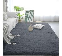 PSHCEE Alfombras de Habitacion 205 x 320 cm Diseño Monocromático Modernas Antideslizante Pelo Largo Extra Grande para Sala de Estar, Comedor, Habitación de Niños, Gris Oscuro