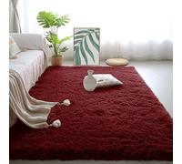 PSHCEE Alfombras de Habitacion 265 x 380 cm Diseño Monocromático Modernas Antideslizante Pelo Largo Extra Grande para Sala de Estar, Comedor, Habitación de Niños, Vino Tinto