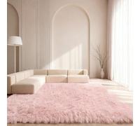PSHZHIM Alfombra de Pelo Largo 170 x 250 cm Lavable Antideslizante y Extraplana Fácil de Limpiar Alfombra Moderna y Suave para El Dormitorio Sala de Estar Habitación Infantil, Rosa