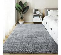 PSHZHIM Alfombra de Pelo Largo 190 x 240 cm Lavable Antideslizante y Extraplana Fácil de Limpiar Alfombras Mullidas para Salón para Cocina, Comedor, Pasillos, Habitación Juvenil, Gris