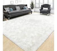 PSHZHIM Alfombra Habitacion 190 x 240 cm Alfombras de Pelo Largo Lavable Fluffy Antideslizante Alfombras para Salón y Dormitorio para Cocina, Comedor, Pasillos, Habitación Juvenil, Blanco