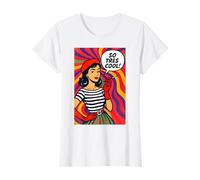 Psicodélico 50s Retro Pop Art Vintage Estilo Mujer con Boina Camiseta