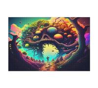 Psicodélico Monster Puzzle Niños 1000pcs, Rompecabezas de madera - Kit DIY Relax Juegos para adolescentes y adultos Regalos (75×50cm)
