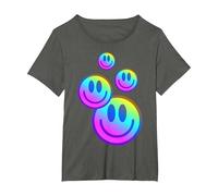 Psicodélico Sonrisa Cara 80s 90s Acid House Camiseta, Mujer Tallas Grandes, Asfalto, 1XL Grande
