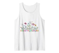 Psicólogo Escolar Colorido Jardín de Flores Silvestres Educativo Camiseta sin Mangas