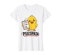 Psicopata Duck Spanish Chaos No Remorse Cita Divertida Camiseta gráfica económica, Mujer, Blanco, L