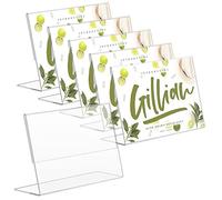 PSIMET A6 Soporte para Letreros de Acrílico, 6 Unidades de Soporte de Exhibición de Acrílico, Soporte de Acrílico Transparente Forma de L Soporte para Menús, Mensajes, Expositores