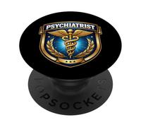 Psiquiatra Psiquiatría Médico Médico Caduceo Insignia MD PopSockets PopGrip Adhesivo