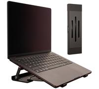 Psitek Soporte elevador de aluminio plegable y portátil 3 en 1 ajustable, soporte de refrigeración plegable con caja de almacenamiento integrada, regla y diseño portátil ultrafino para MacBook, tablet