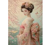 Pskgbxmu Kit de Punto de Cruz Bordado de bricolaje 11CT Kit de inicio de punto de cruz preimpreso para adultos principiantes Decoración hogareña Chica de kimono 40x50 cm