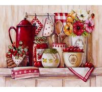 Pskgbxmu Kit de Punto de Cruz Bordado de bricolaje cocina 11CT Kit de inicio de punto de cruz preimpreso para adultos principiantes Decoración hogareña 40×50cm