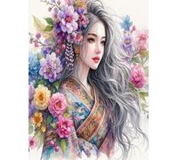 Pskgbxmu Kit de Punto de Cruz Bordado de bricolaje Hermosa chica 11CT Kit de inicio de punto de cruz preimpreso para adultos principiantes Decoración hogareña 40x50 cm