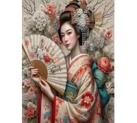 Pskgbxmu Kit de Punto de Cruz Bordado de bricolaje mujer flor 11CT Kit de inicio de punto de cruz preimpreso para adultos principiantes Decoración hogareña 40x50 cm