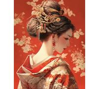 Pskgbxmu Kit de Punto de Cruz Bordado de bricolaje mujer kimono 11CT Kit de inicio de punto de cruz preimpreso para adultos principiantes Decoración hogareña 40×50cm