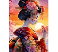 Pskgbxmu Kit de Punto de Cruz Bordado de bricolaje mujer kimono 11CT Kit de inicio de punto de cruz preimpreso para adultos principiantes Decoración hogareña 40x50 cm