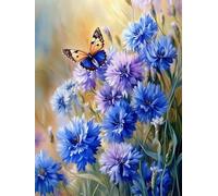 Pskgbxmu Kit de punto de cruz para adultos 11CT Lienzo preimpreso Mariposas recogiendo flores DIY Cross Stitch estampado costura patrón de bordado Imágenes 40x50 cm